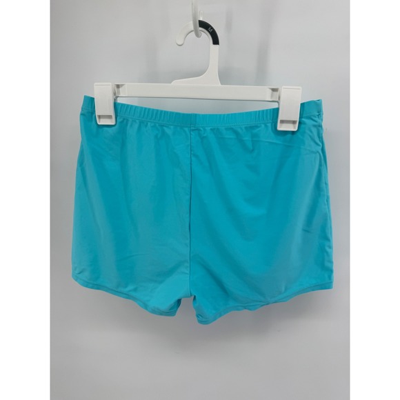 Summer Wear Aqua Blue Floral Tankini Swimsuit Top & Boy Shorts Set Women Size L - Picture 5 of 7